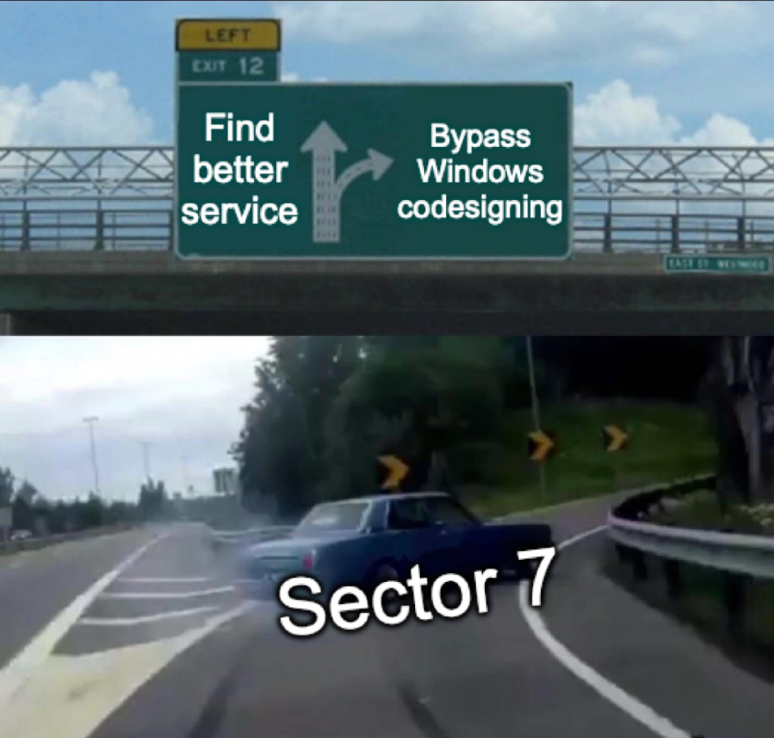 meme about Sector 7 deciding what to research