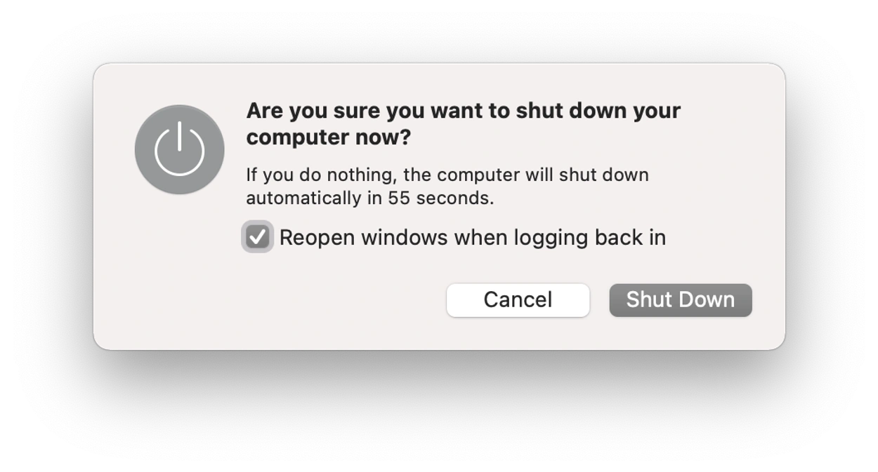shutdown dialog